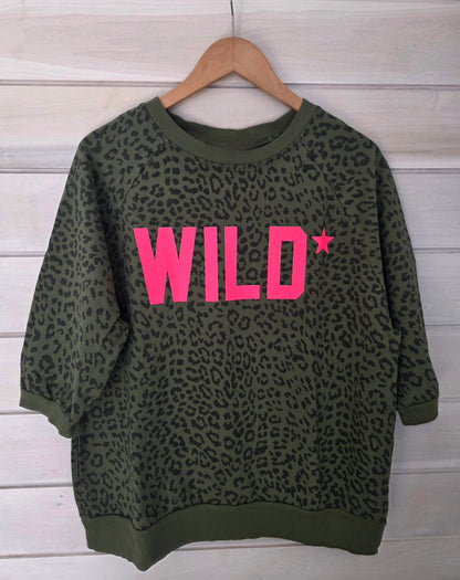 Khaki Leopard "WILD" Graphic Sweatshirt