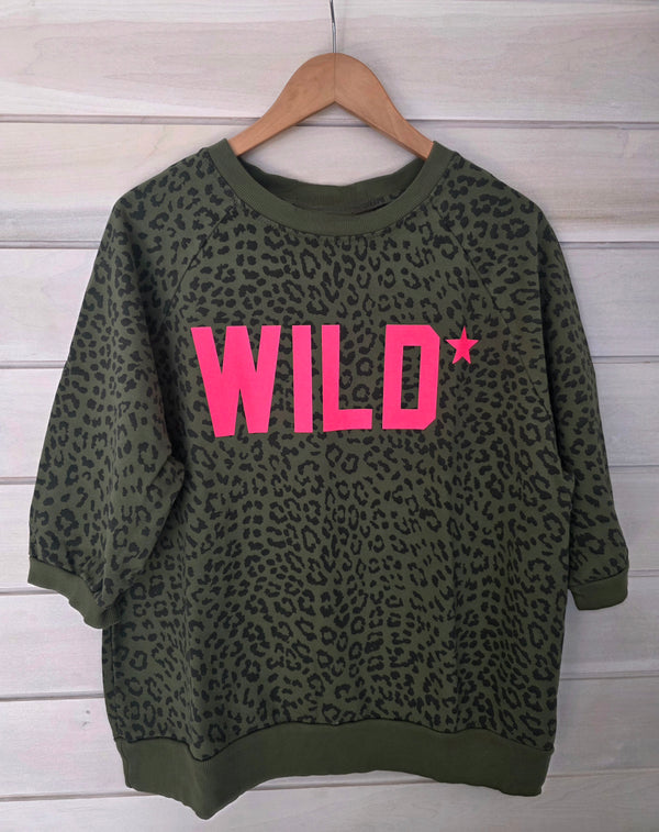 Khaki Leopard "WILD" Graphic Sweatshirt