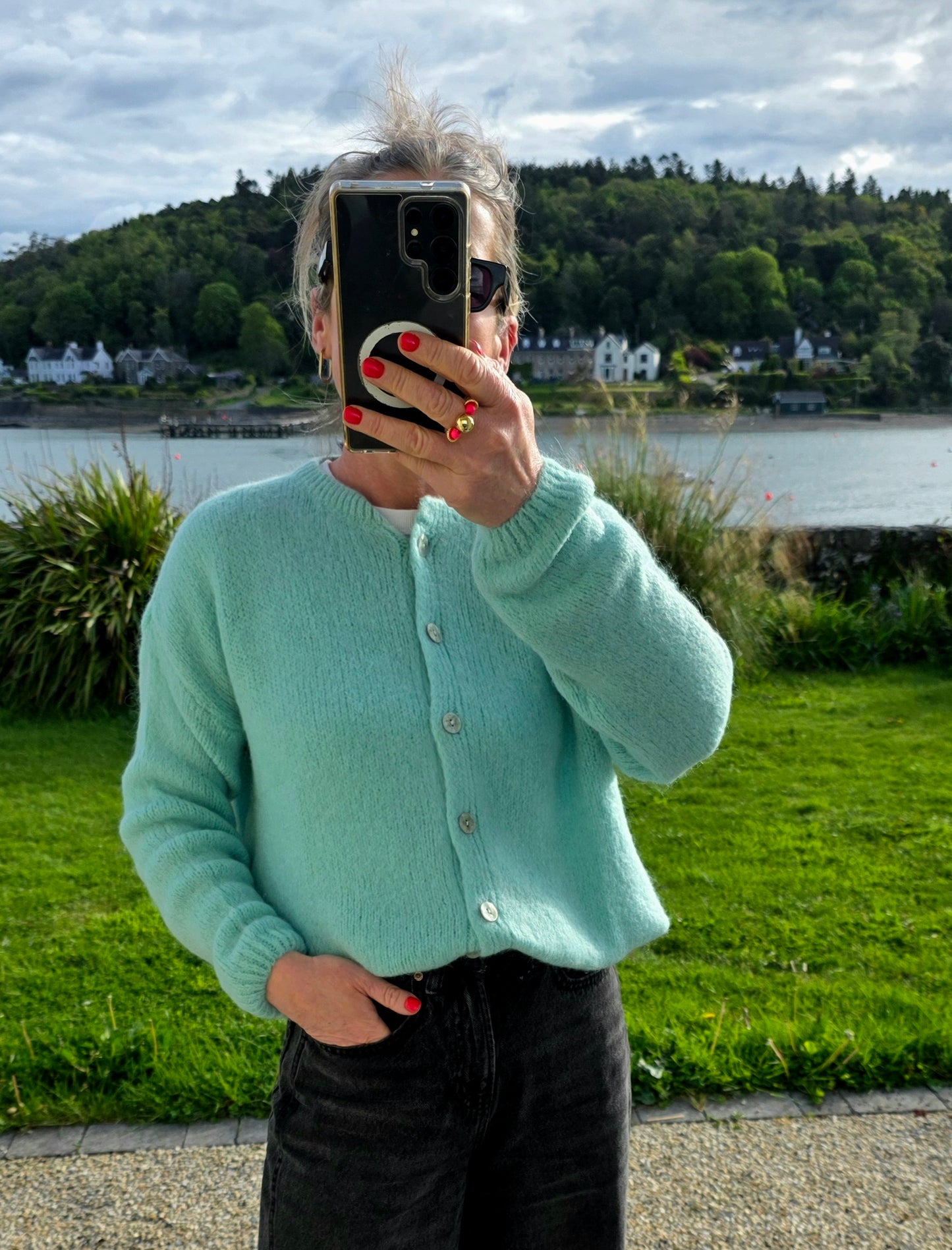 Luxury Kid Mohair & Wool Mix Cardi in Mint Green