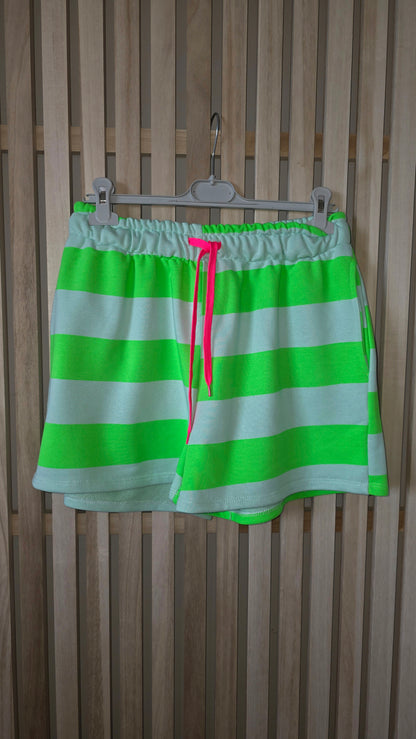 Pure Cotton Mint and Neon Green Striped Shorts