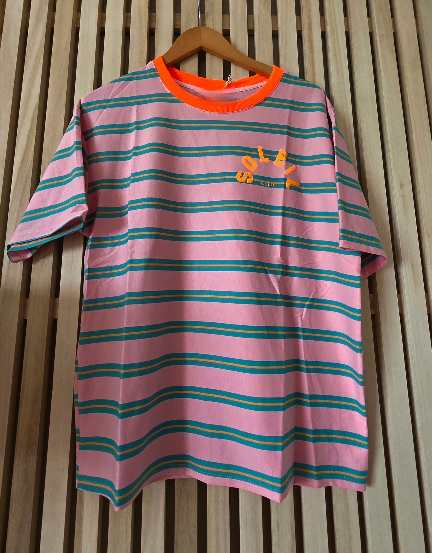 Soleil Club Striped Cotton Tee|Made in Italy