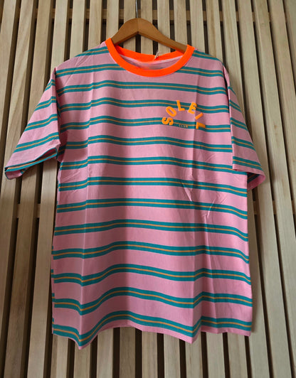 Soleil Club Striped Cotton Tee|Made in Italy