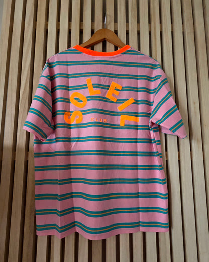 Soleil Club Striped Cotton Tee|Made in Italy
