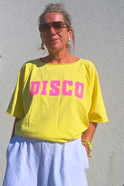 Retro Vibes DISCO| Light Sweat/Tee in Yellow and Glitter Pink