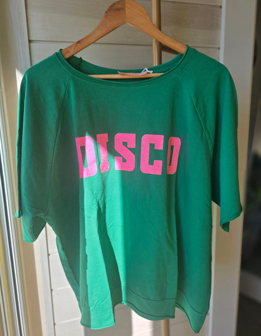 Emerald Green DISCO Retro Graphic Light Sweat/Tee