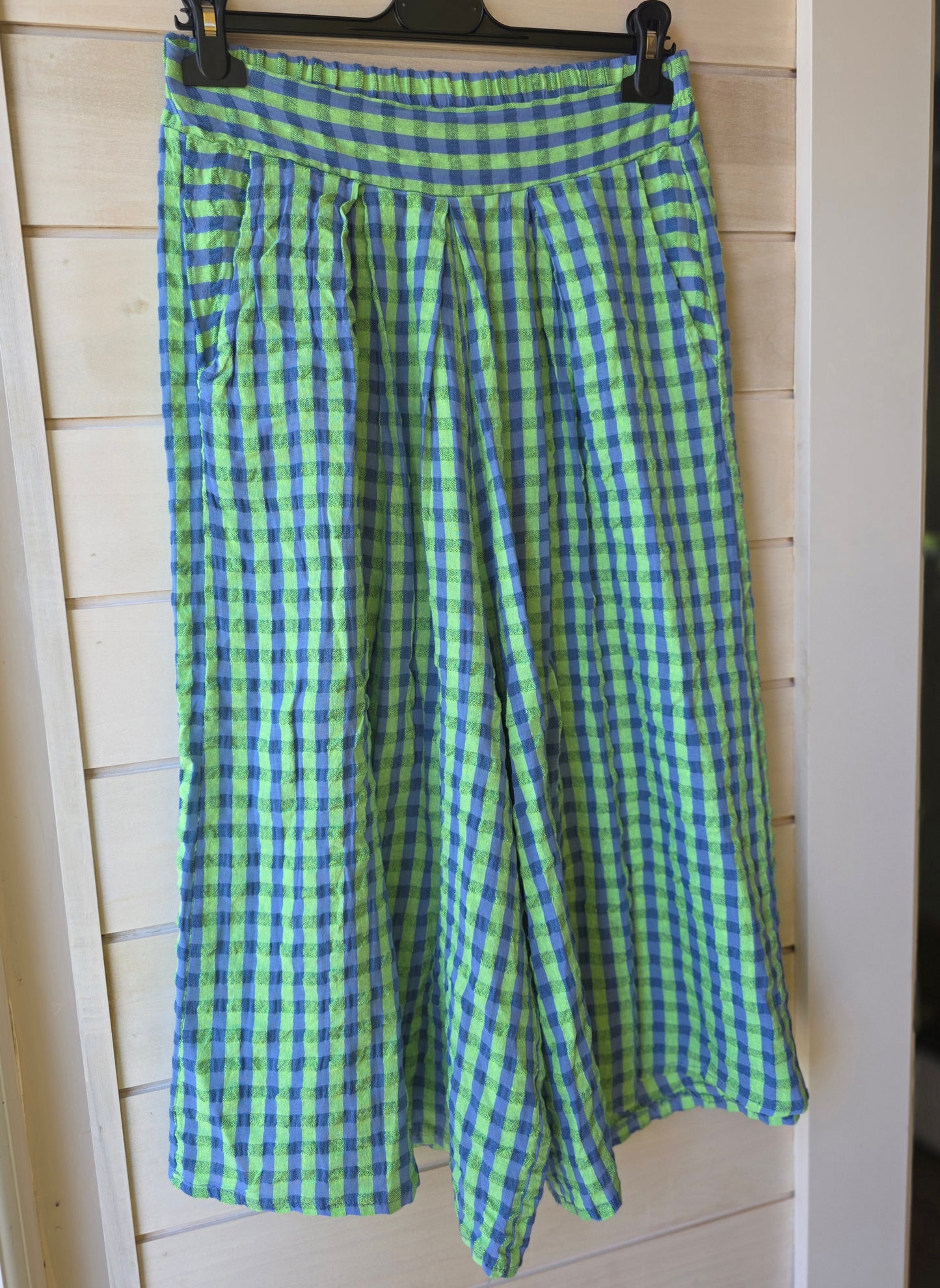 Gingham Seersucker Wide Leg Culottes
