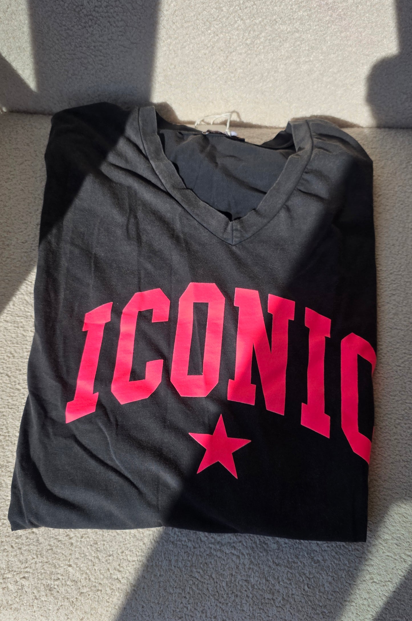 The "Iconic" Neon Graphic V- Neck Maxi Dress- Stone washed black