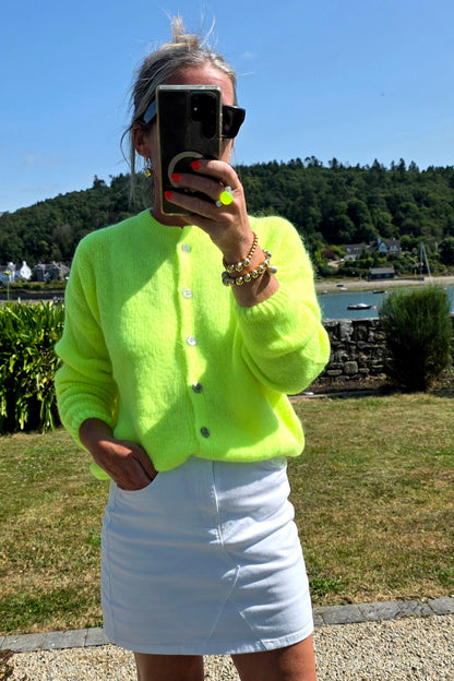Neon Glow Kid Mohair Blend Button Down Cardigan