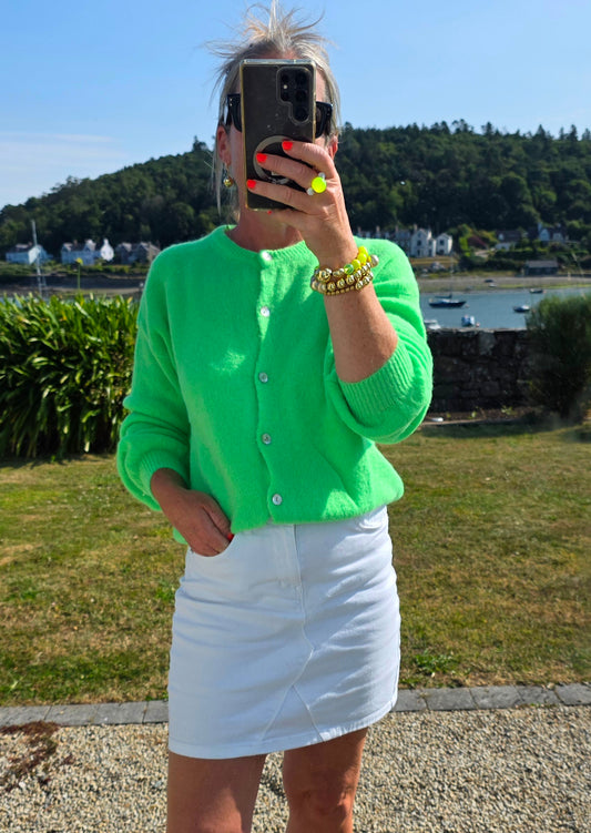 Neon Green Superfine Alpaca & Wool Cardigan