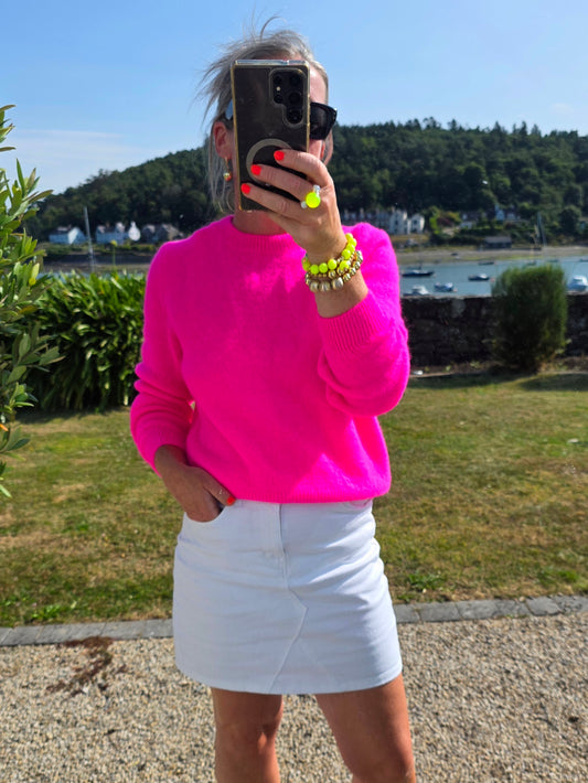 Luxury Knit| Neon Pink Superfine Alpaca Sweater