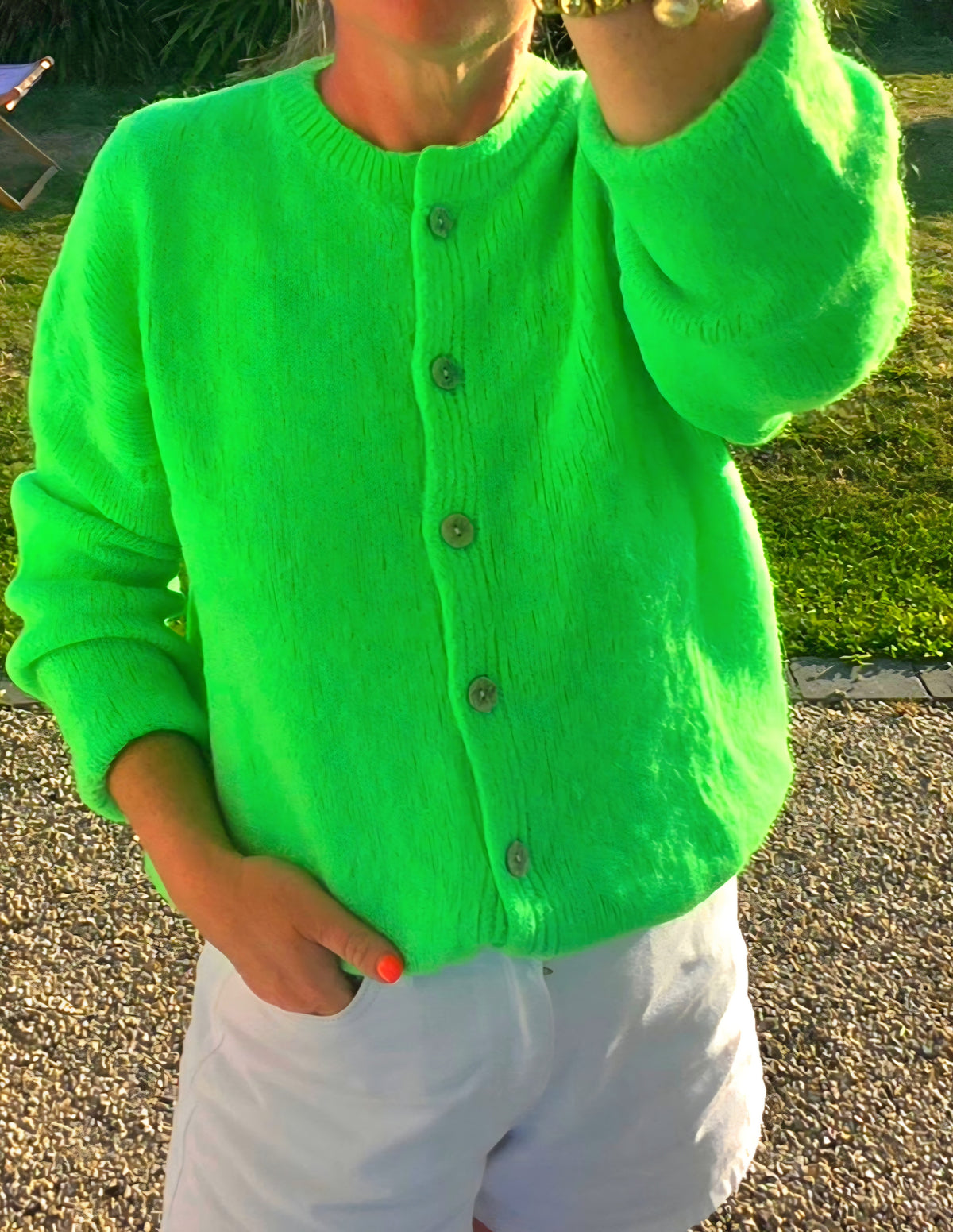Neon Green Kid Mohair Cardigan