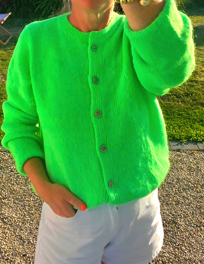 Neon Green Kid Mohair Cardigan