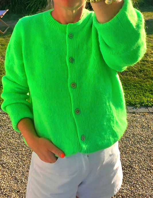 Neon Green Kid Mohair Cardigan