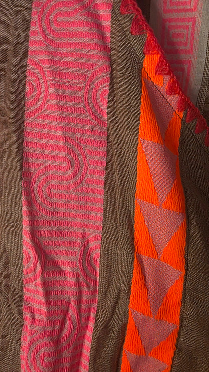 Multicolour Neon Geometric Woven Pure Cotton Jacket Top with Ruffled Cuffs