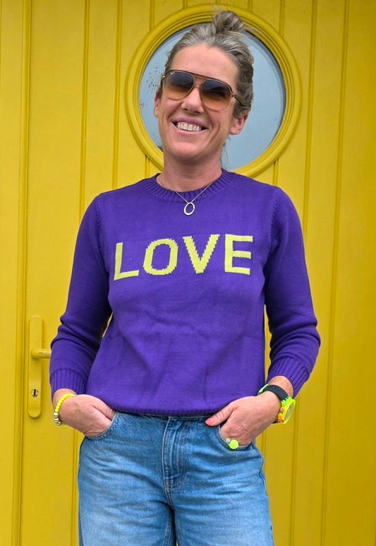 Purple & Lime 'LOVE' Cotton Jumper.