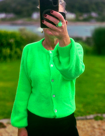 Neon Green Superfine Alpaca & Wool Cardigan