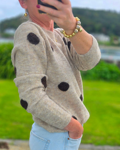 Polka Dot Knit Crewneck Jumper