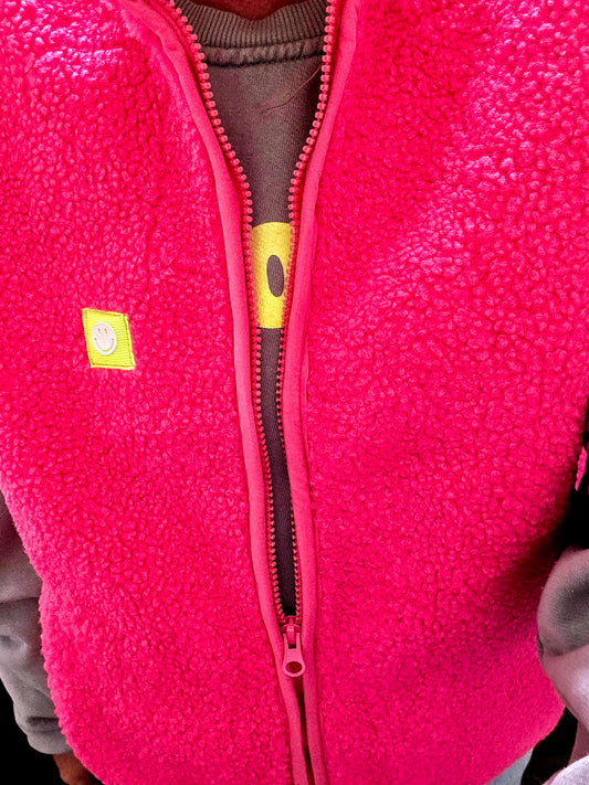Neon Pink Fleece, zipped gilet