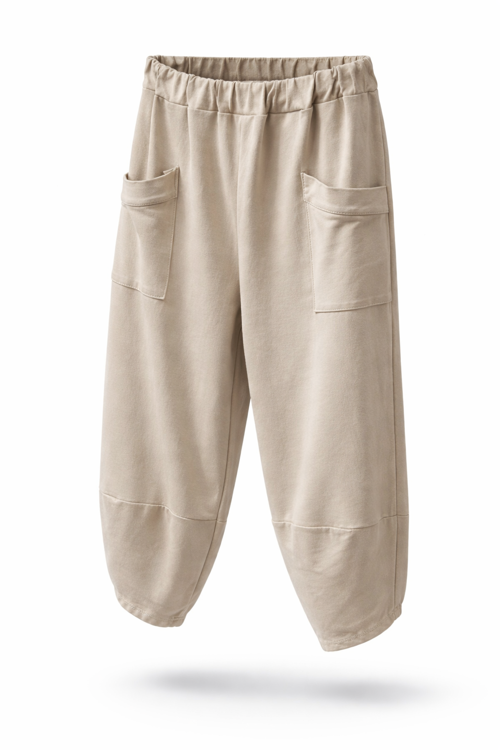Tulip Hem Cotton Cargo Pants - Beige