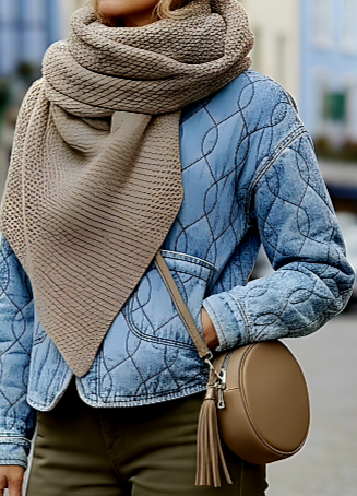 Round Taupe Leather Crossbody Bag- Grained Genuine Leather