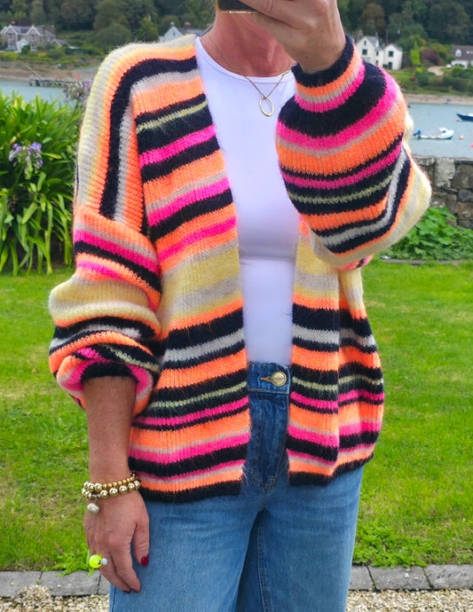 Neon stripedcardigan ladies