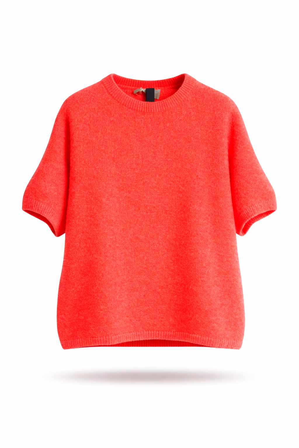 Neon Coral short sleeve Sweater in Baby Alpaca and Wool Mix