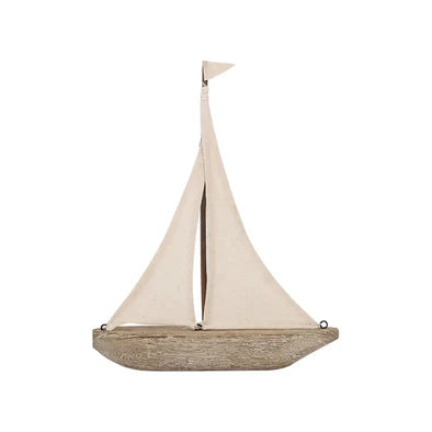 Wood and Canvas Sailboat Ornament
