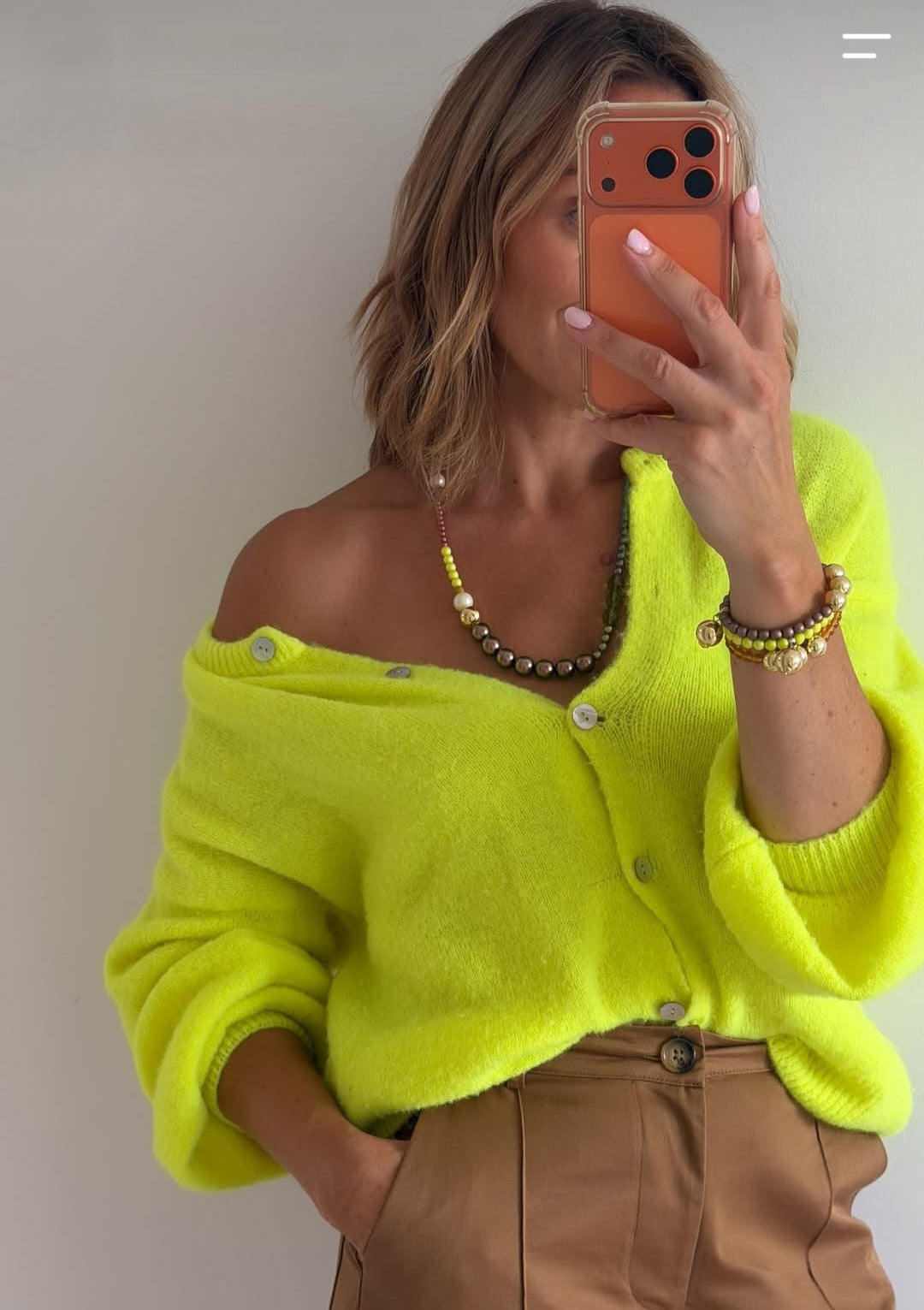 Neon Yellow luxury cardigan