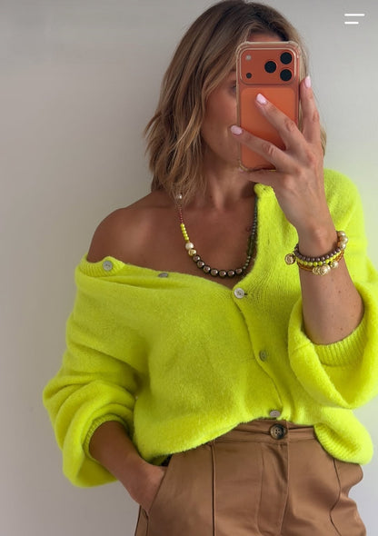 Neon Yellow luxury cardigan