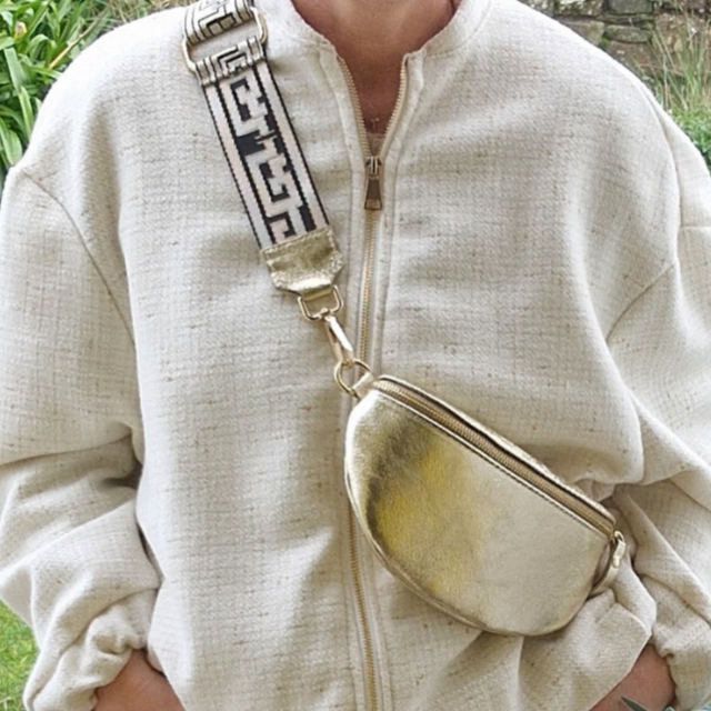 Gold, Real Leather Slingbag.