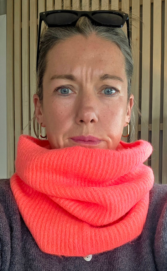 Neon Coral Alpaca Mix Tube Scarf