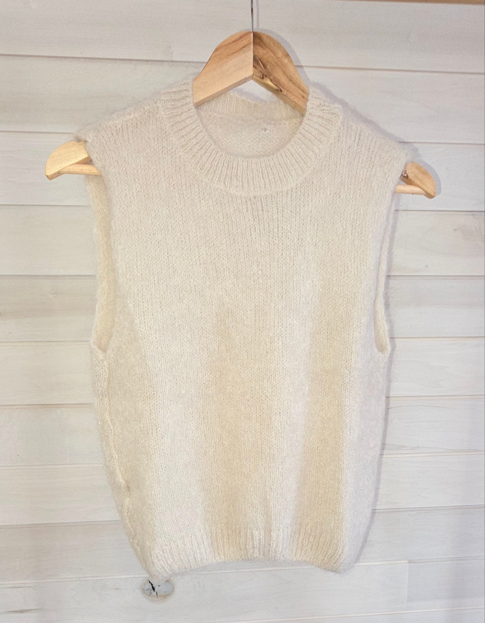 Oatmeal Beige Mohair and Alpaca Mix Sleeveless Jumper/Tank