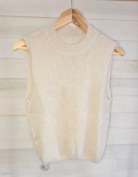 Oatmeal Beige Mohair and Alpaca Mix Sleeveless Jumper/Tank