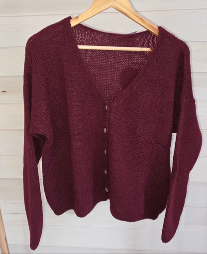 Burgandy Mohair Mix long sleeve cardigan