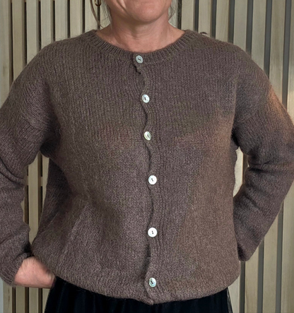 Chocolate Mohair & Wool Mix Long sleeve cardigan