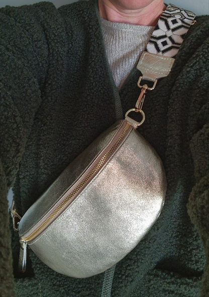 Gold, Real Leather Slingbag.