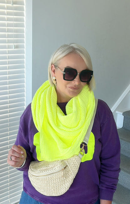 Neon Yellow Pure Cotton Scarf