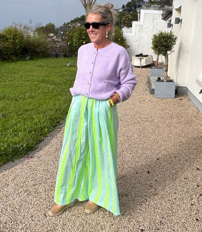 The Chroma- Stripe Wide Leg Cotton Palazzo Pants