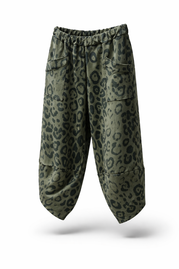 Animal Print. Tulip hem. Cotton Cargo trousers