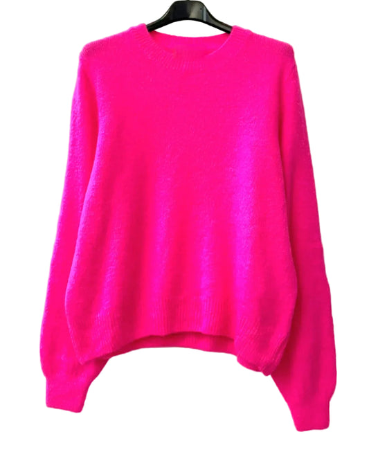 Luxury Knit| Neon Pink Superfine Alpaca & Wool Mix Sweater.