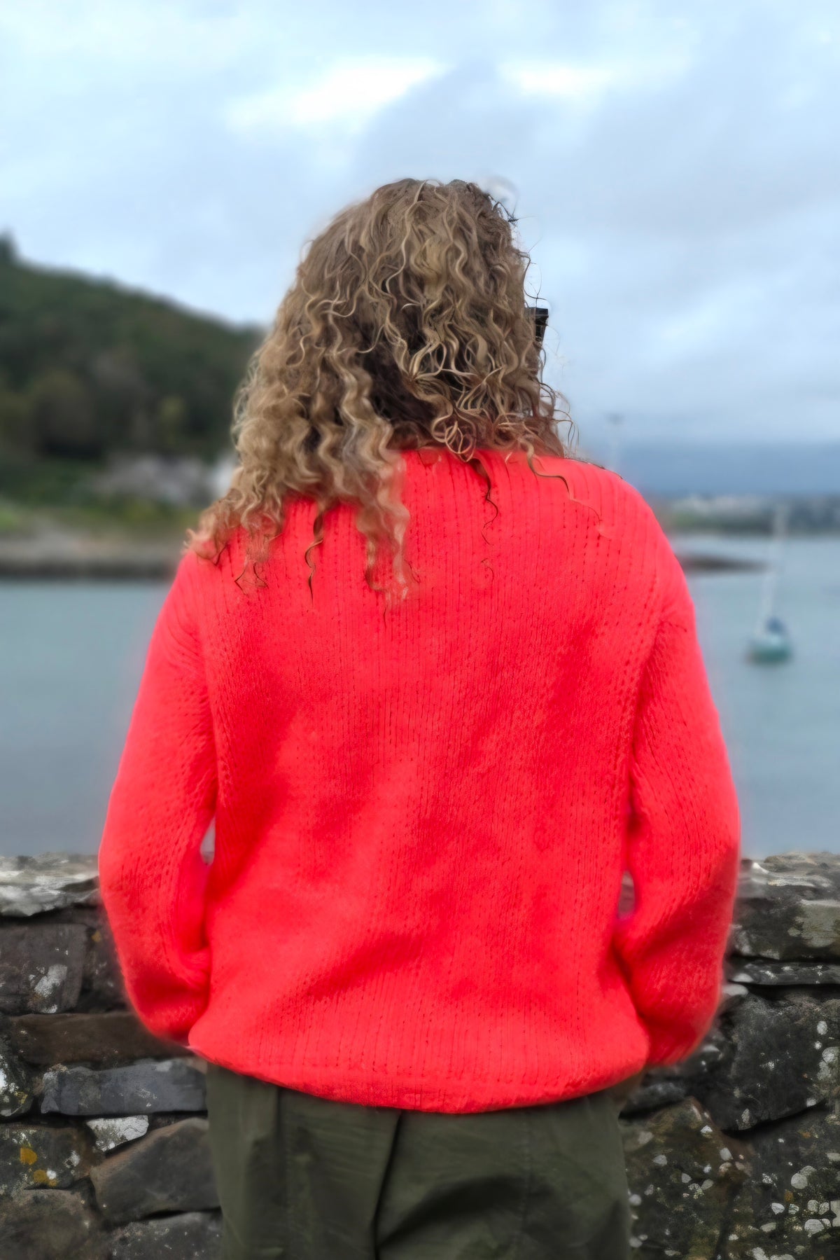 Neon coral cardigan