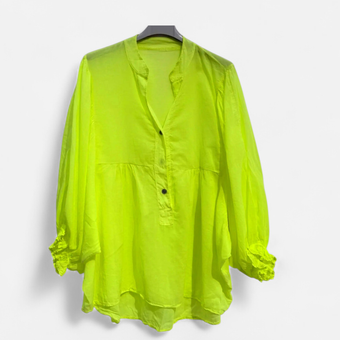 Neon Yellow Cotton Voile Blouse