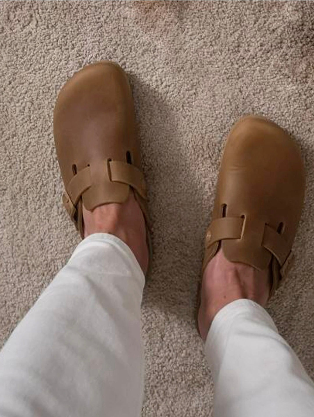 Genuins Riva Aprure Clay Leather Clogs. Made in Spain. Anatomical footbed