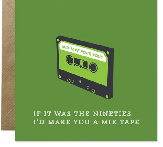 Mix Tape. Funny, retro card. Bold Bunny