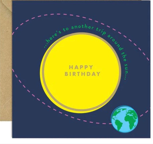 Another year round the sun. Birthday Card. Bold Bunny