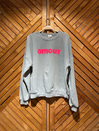 Grey, Ladies Sweatshirt with neon pink print