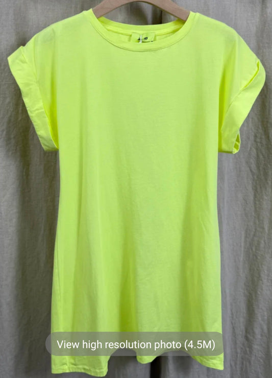Neon Yellow Pure Cotton T Shirt Dress