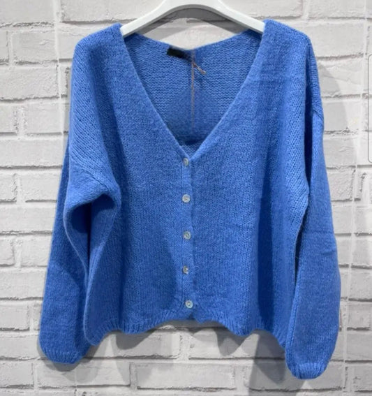 Azure Blue Mohair Mix Long Sleeve Cardigan. * Dispatch Aug 14th*