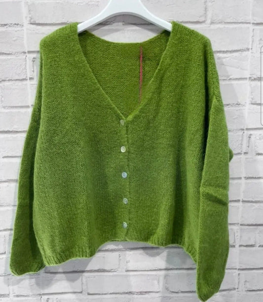 Olive Green Mohair Mix Cardigan. *Dispatch Aug 14th*