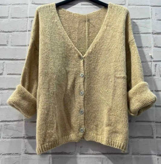 Dark Beige Mohair Mix Cardigan. *Dispatch Aug 14th*